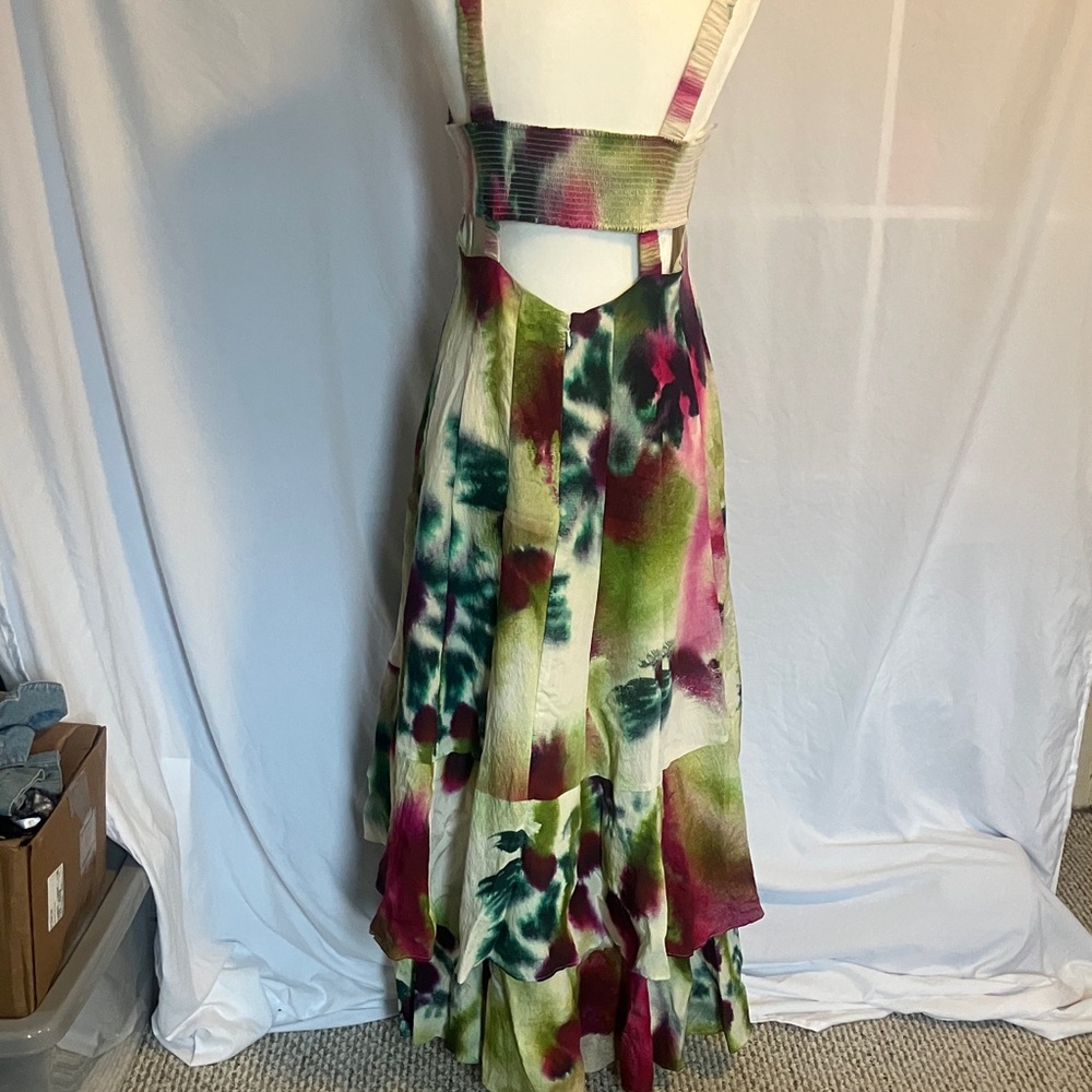 By Anthropologie floral watercolor tiered Maxi Dress size 12 EUC - Picture 6 of 15